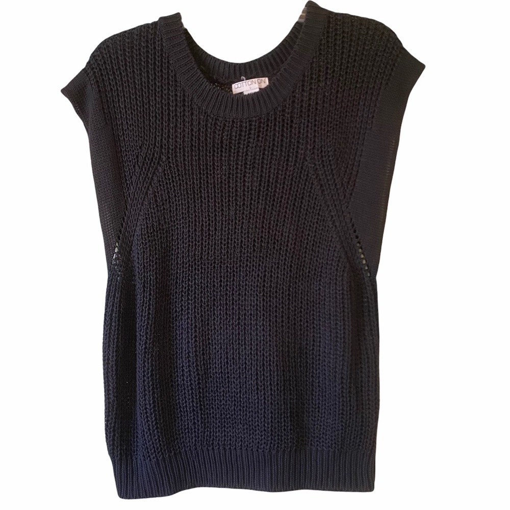 Cotton On Knit Sleeveless Sweater Navy Blue Sz Large